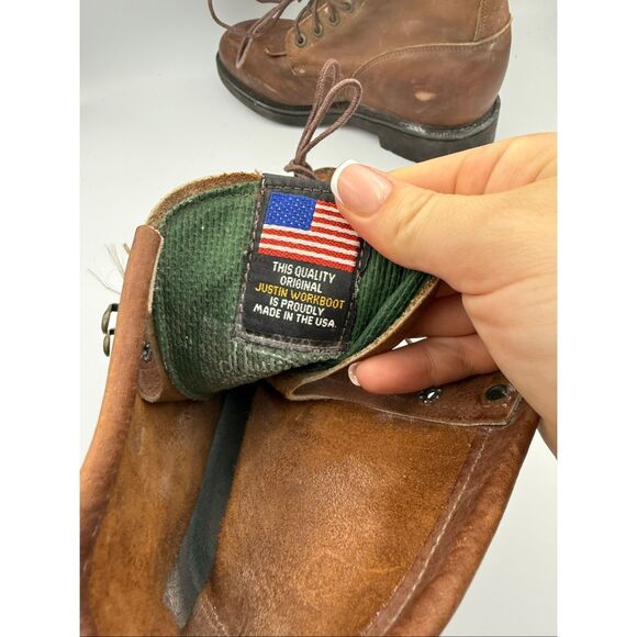 JUSTIN MEN'S LACE UP CAPRICE LEATHER WORK BOOTS SIZE 8D - Picture 5 of 9